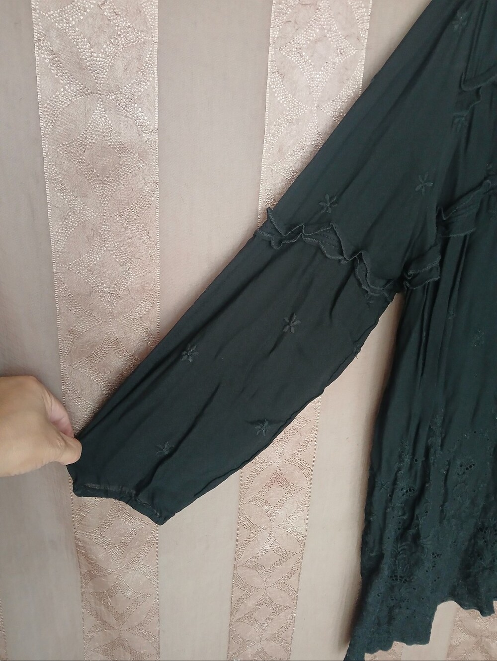 💎 LOVE Johnny Was Women's Top Black Eyelet Embroidered Peasant Tunic 0478 - Picture 7 of 12